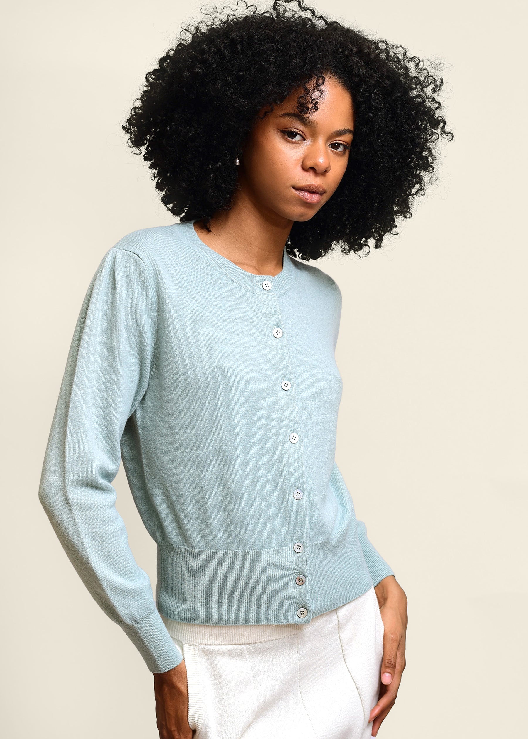 Sofia Classic Cropped Cashmere Cardigan