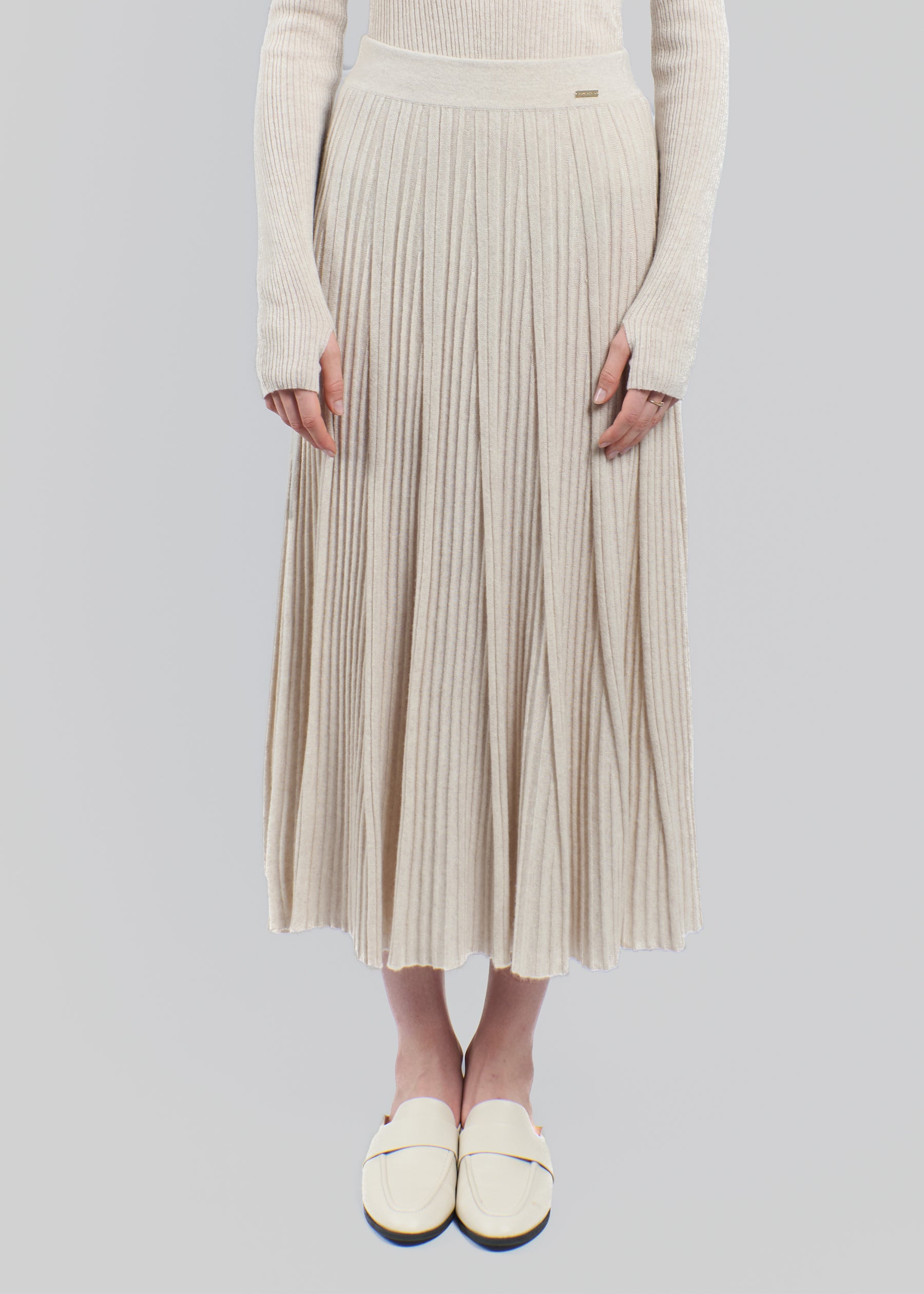 Silvana Rib Knit Cashmere Skirt