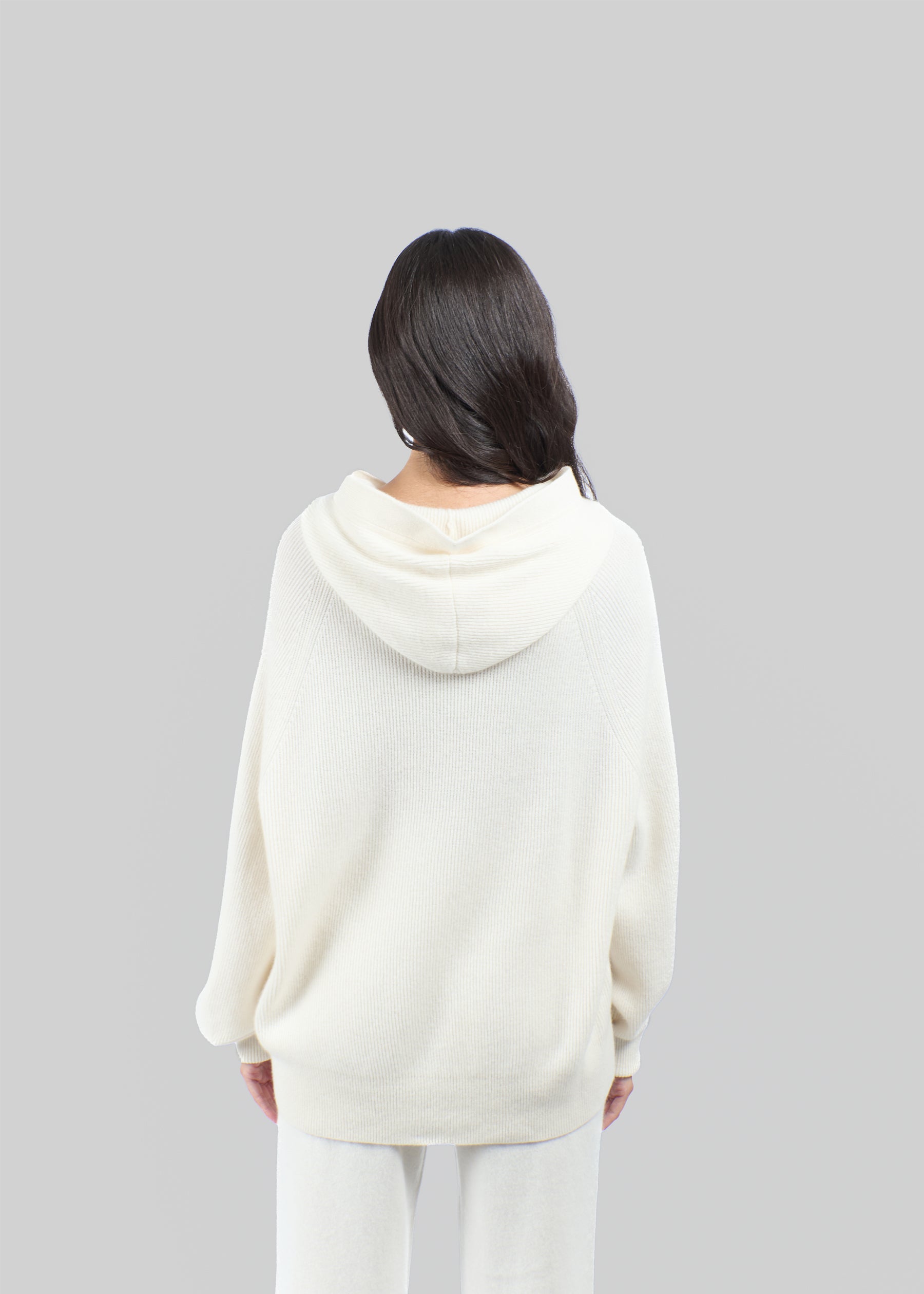 Soffice Rib Knit Cashmere Hoodie