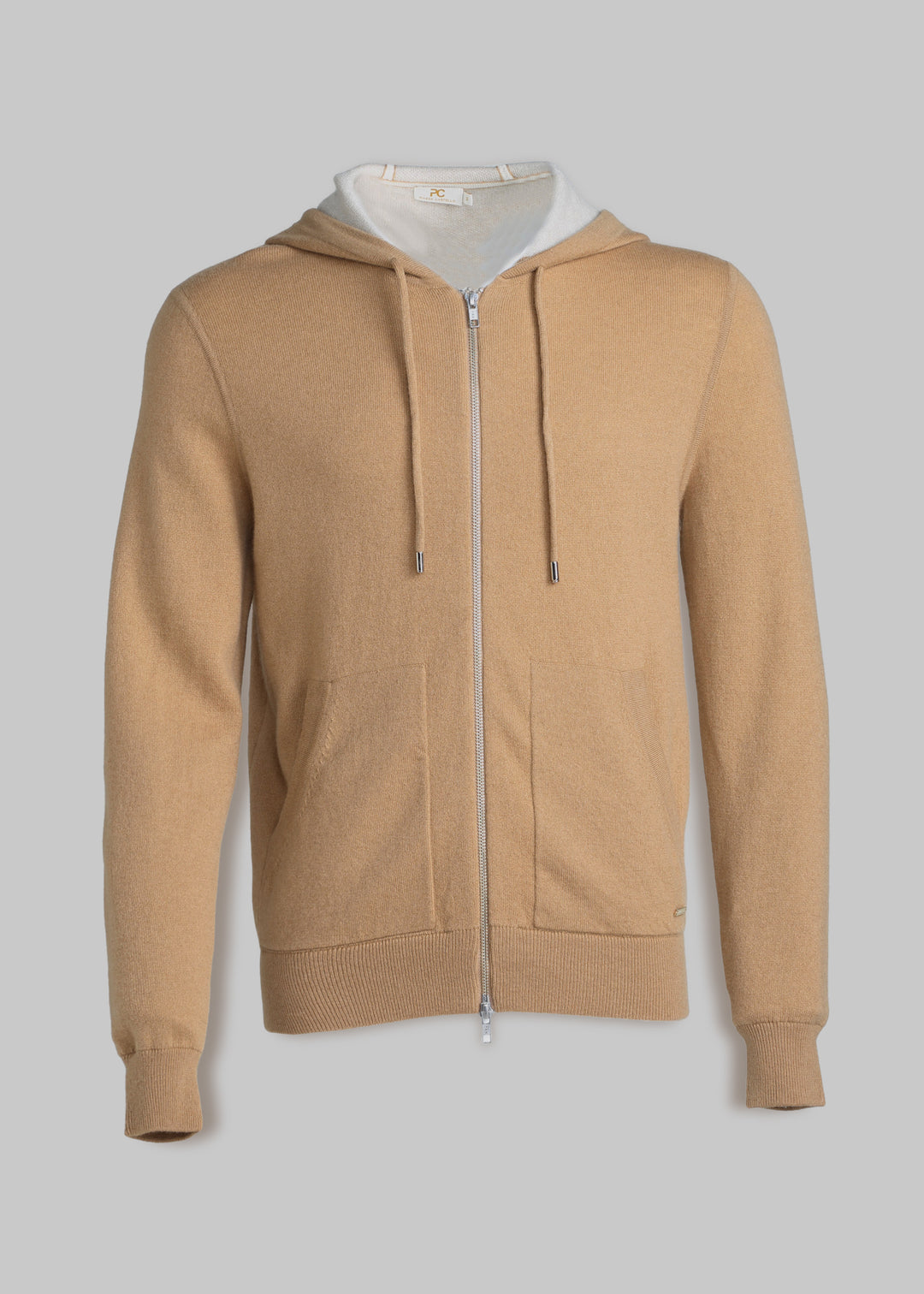 Felpa con cappuccio in cashmere con zip