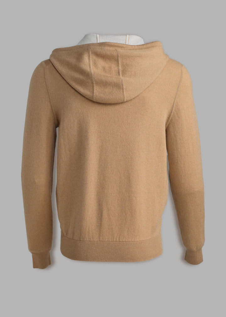 Felpa con cappuccio in cashmere con zip