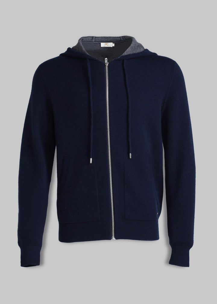 Felpa con cappuccio in cashmere con zip