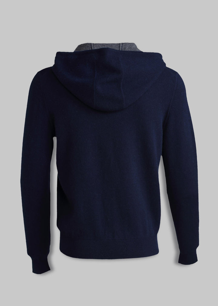 Felpa con cappuccio in cashmere con zip