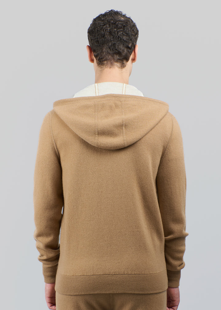 Felpa con cappuccio in cashmere con zip