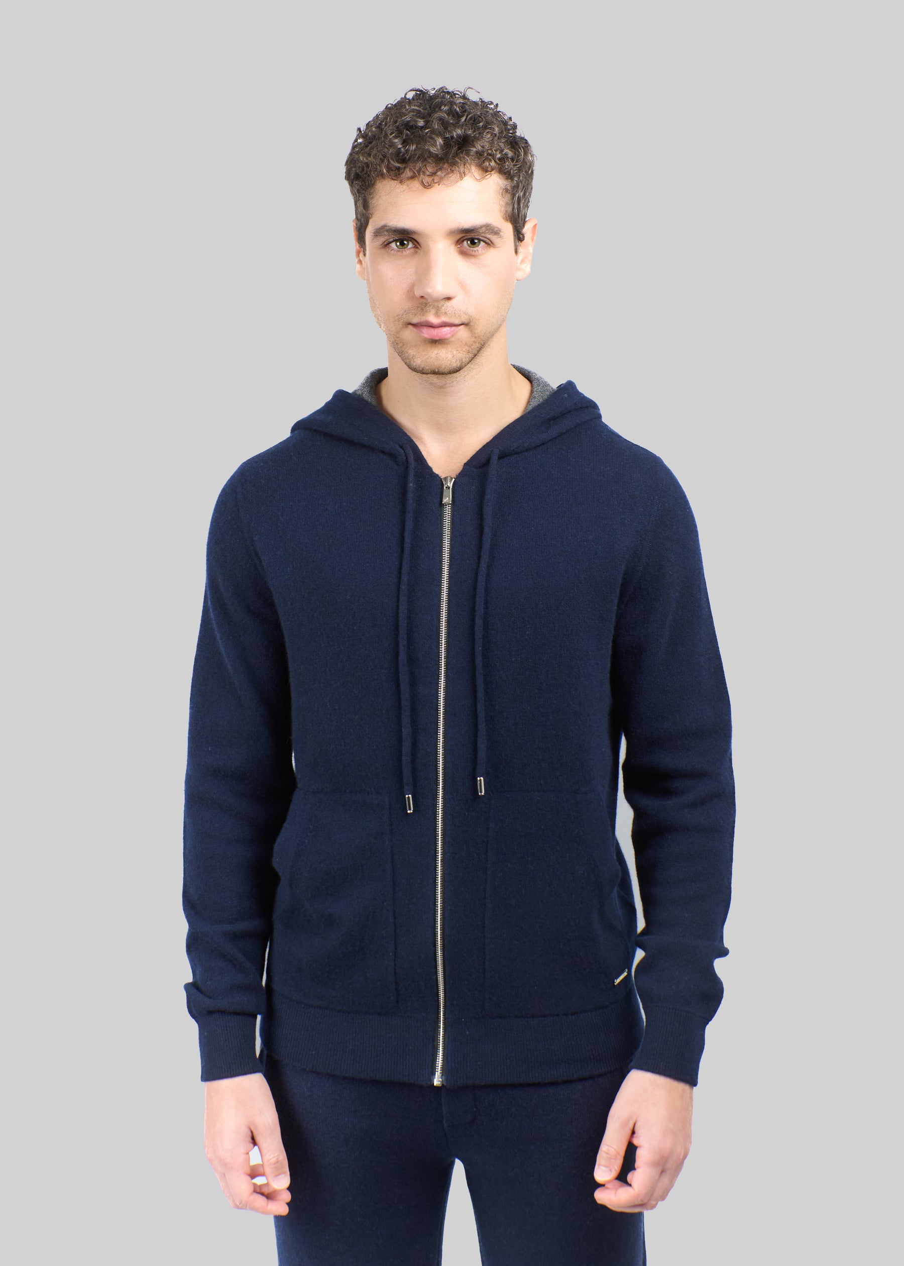 Felpa con cappuccio in cashmere con zip