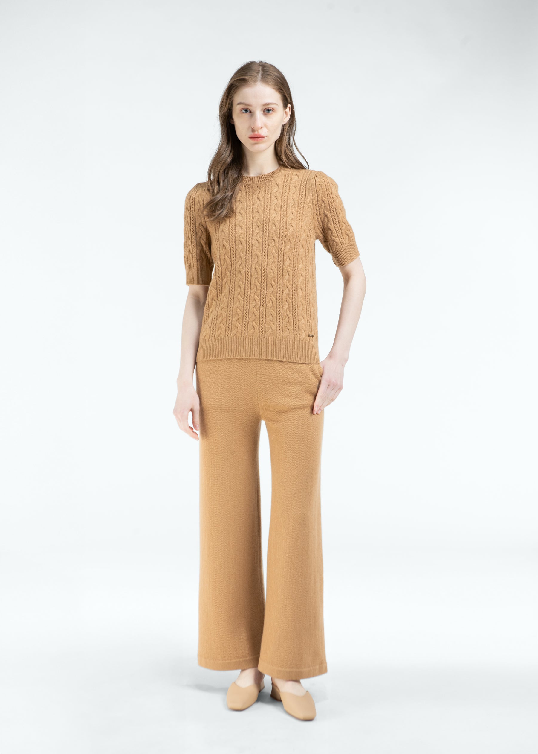 Arioso Wide-Leg Cashmere Trousers