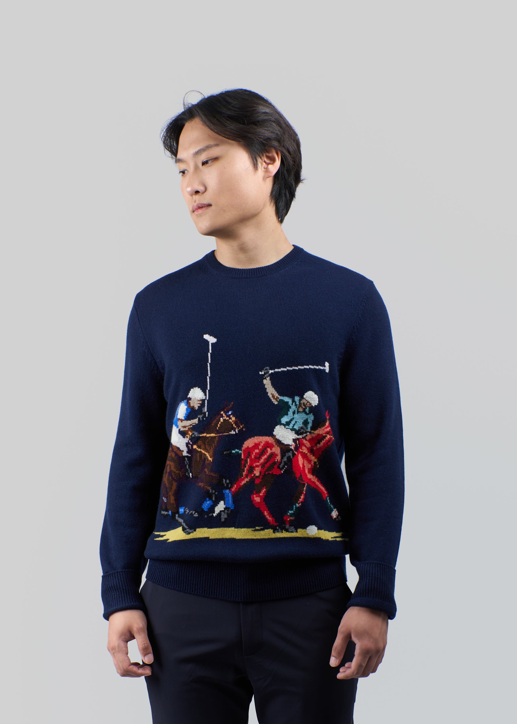 Giostra Men's Polo Intarsia Cashmere Jumper