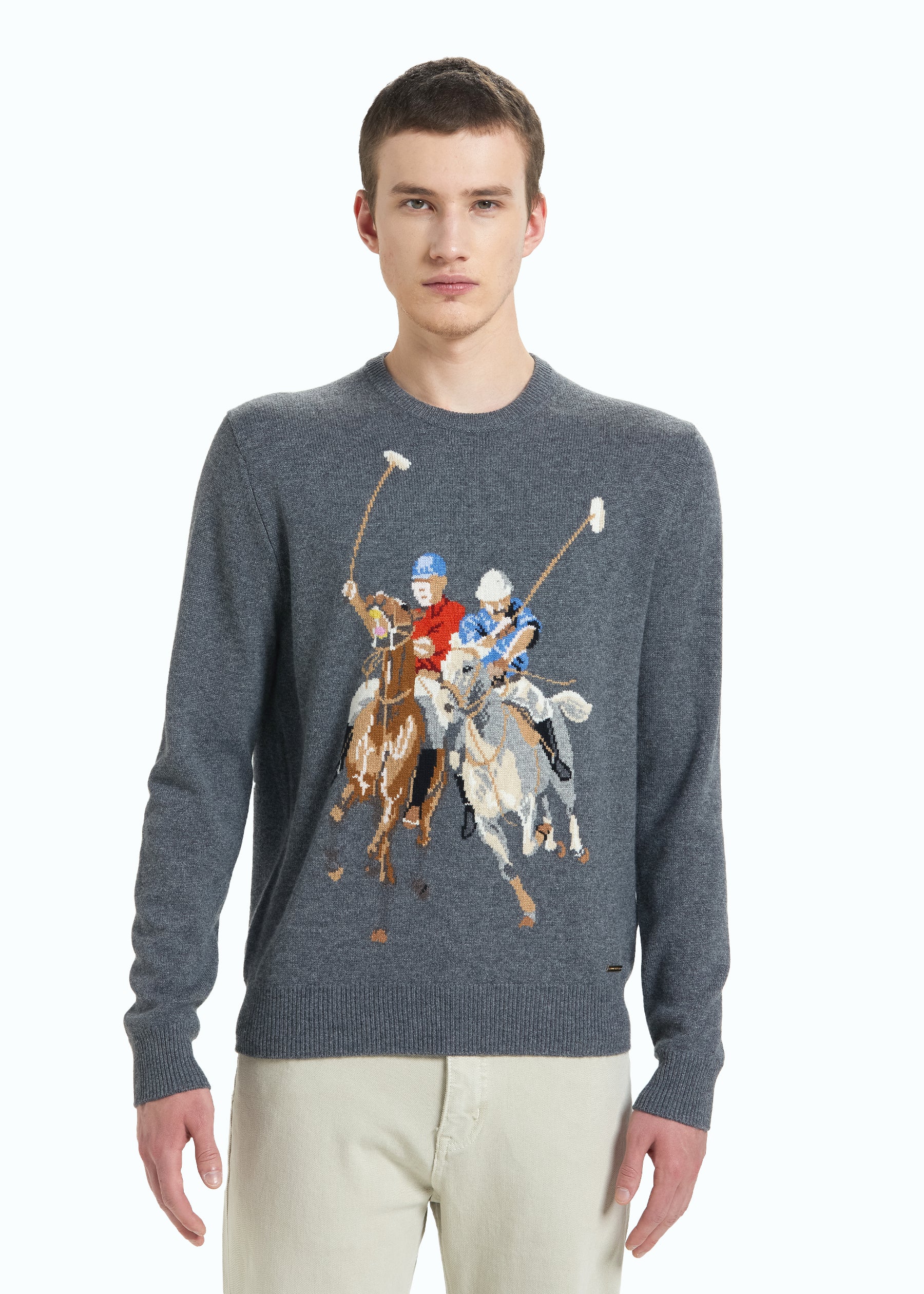 Cavallino Men's Polo Intarsia Jumper