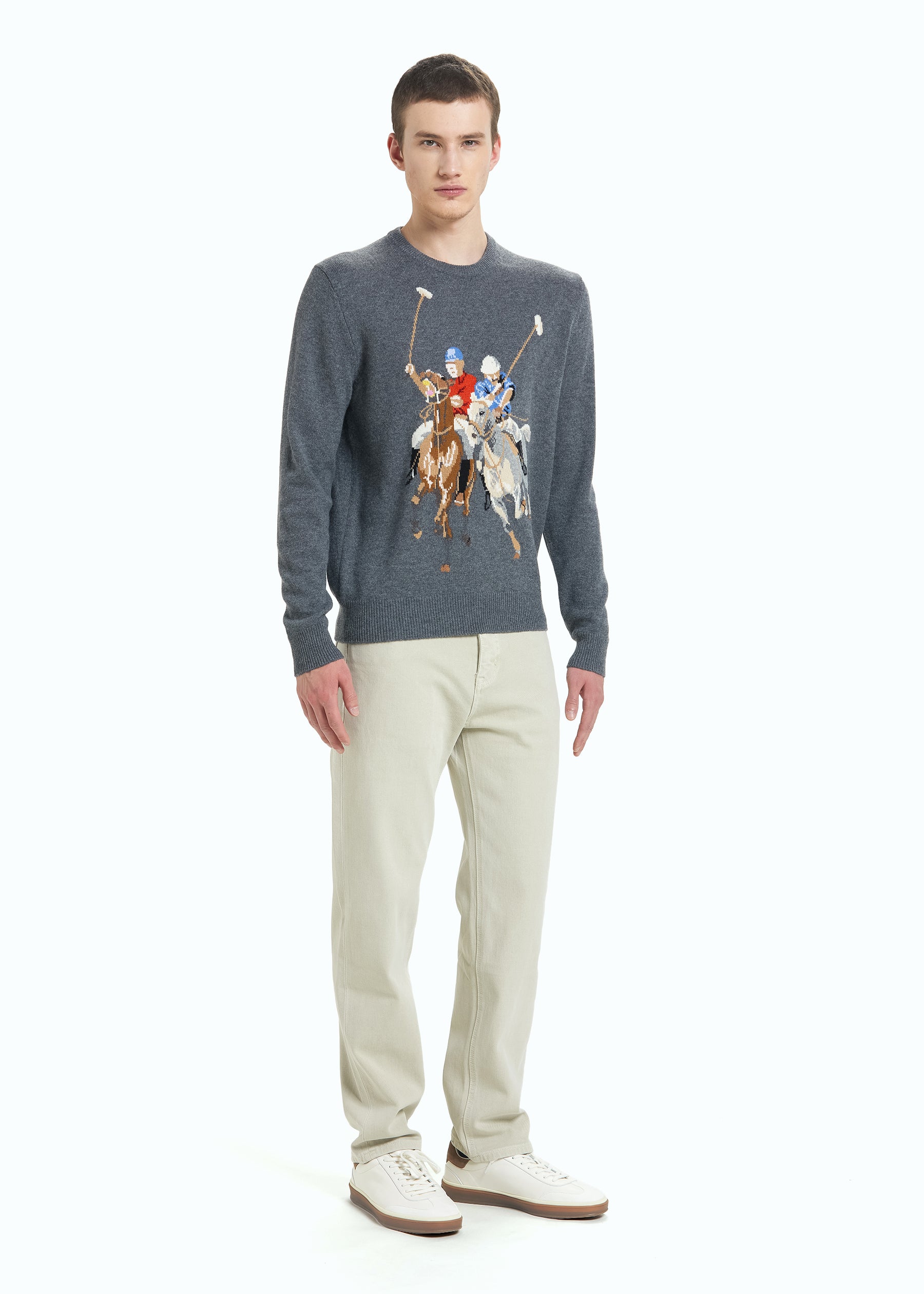 Cavallino Men's Polo Intarsia Jumper
