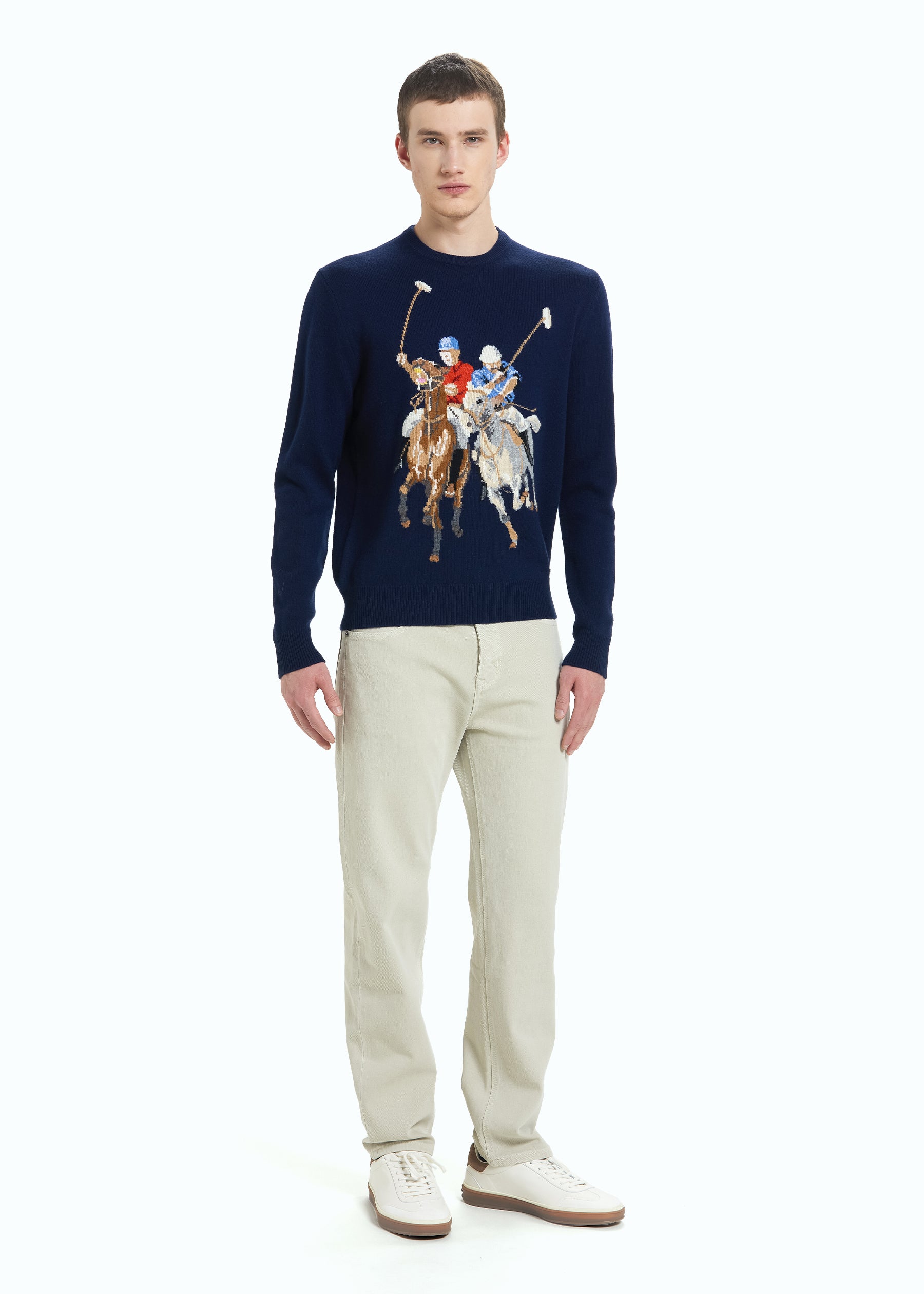 Cavallino Men's Polo Intarsia Jumper