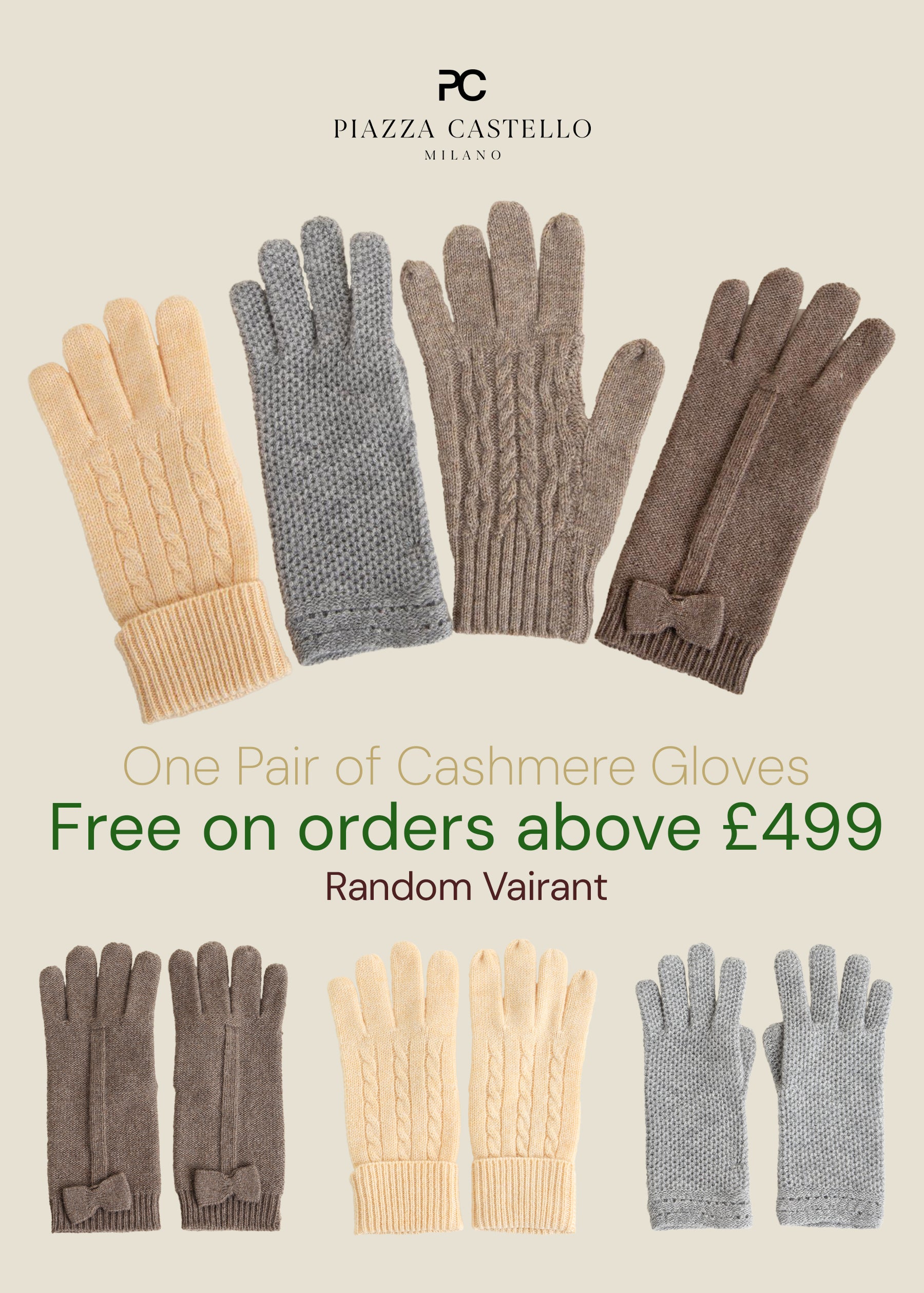 Women's Cashmere Gloves (Free with orders above £499)