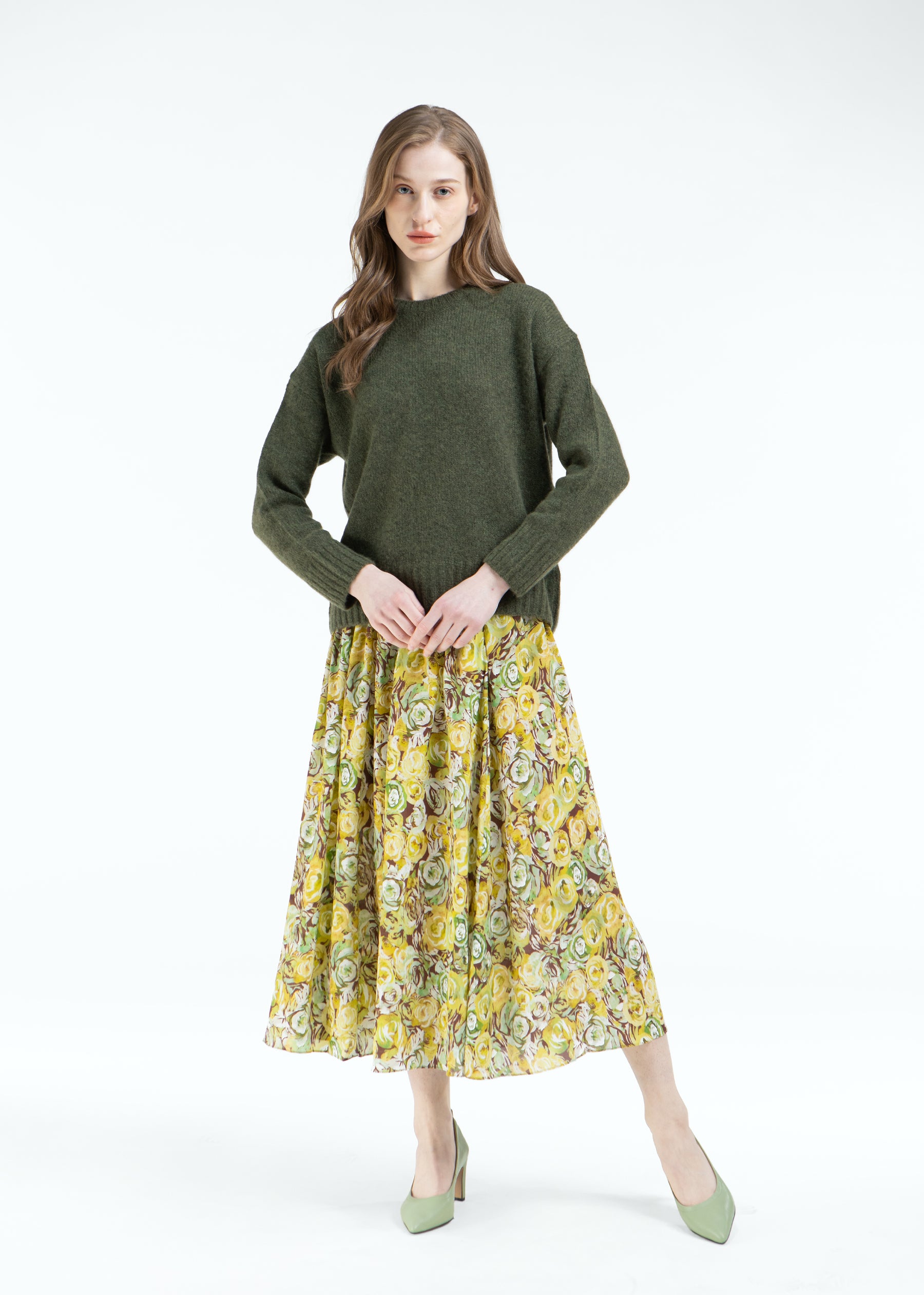 Rosa Verde Silk Skirt