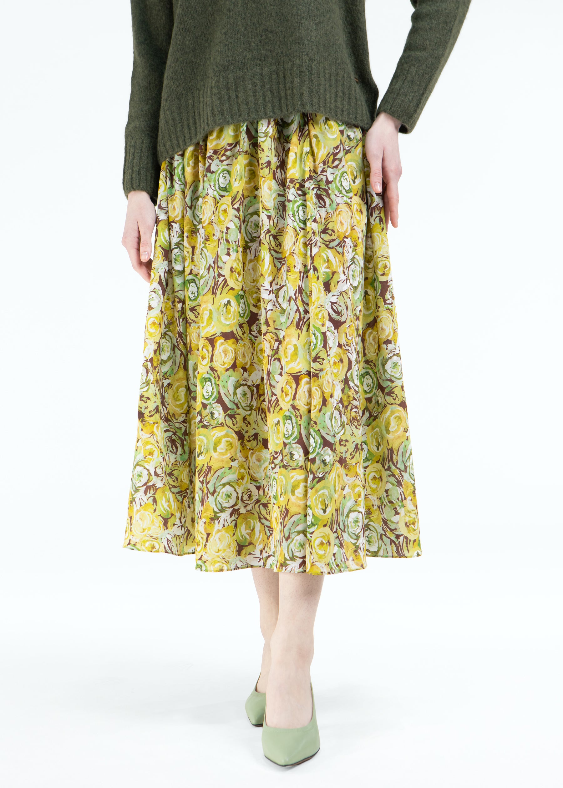 Rosa Verde Silk Skirt