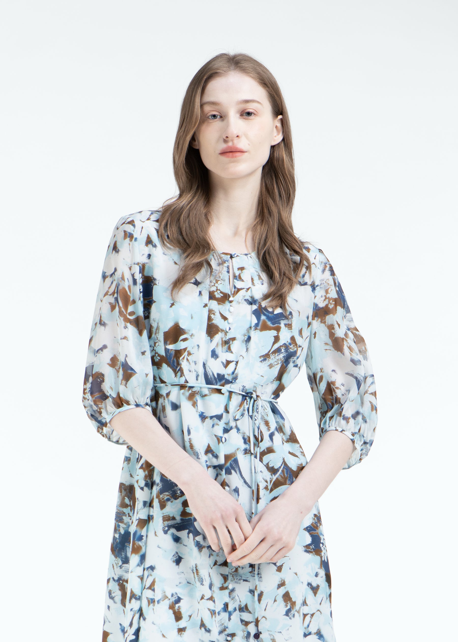 Eolia Silk Dress with Tie Belt