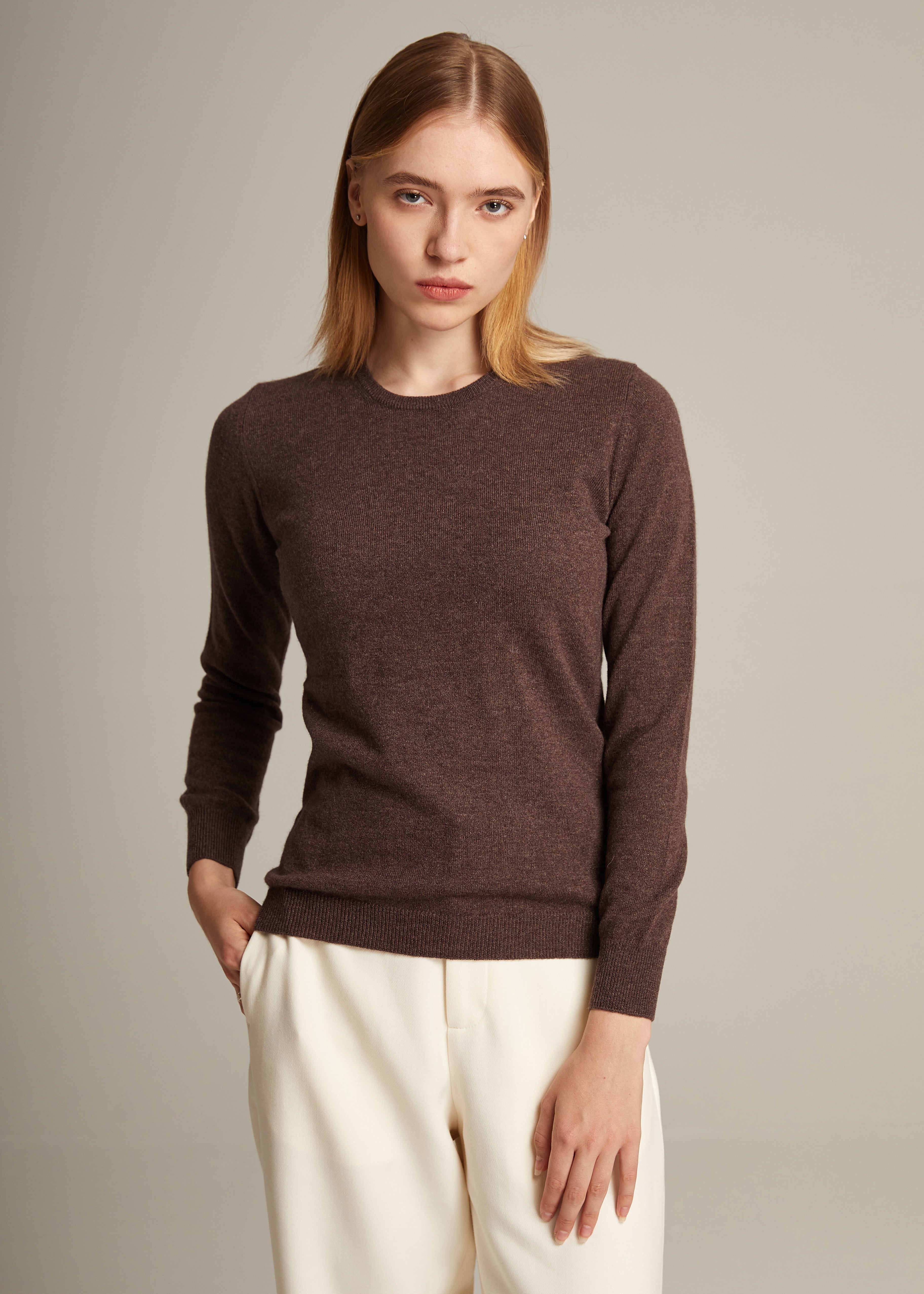 Women Round Neck Cashmere Sweater