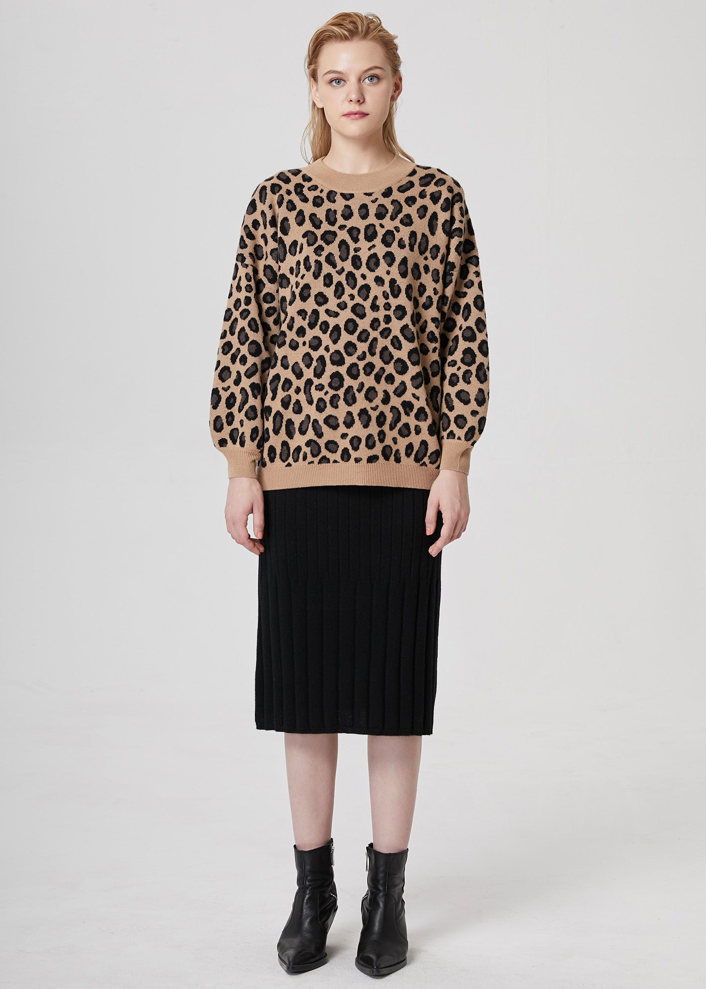 Leopard Jacquard Cashmere Pullover